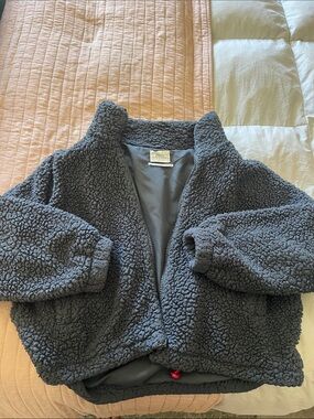 Urban Outfitters Charcoal Sherpa Zip Jacket